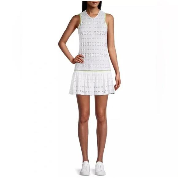 EUC L’Etoile Sport x Veronica Beard Pointelle Knit White Tennis Skirt M Eyelet - Picture 12 of 16